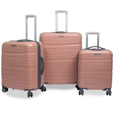 Set 3 Valises Titou Incassable Polypropylene Avec Roues Démontables Rose et Gris